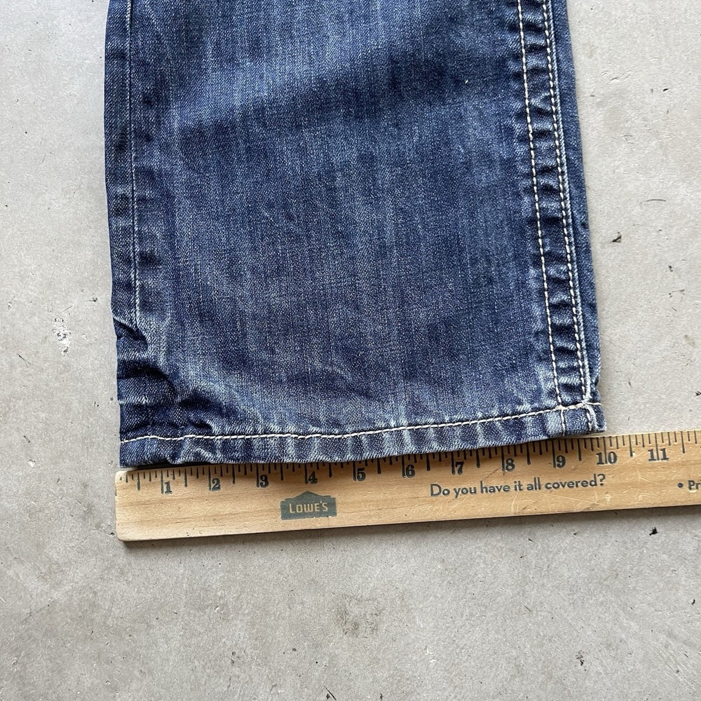 MEK Denim Jeans Mens 34x32 Blue Minsk Boot Cut Distressed Faded Skater Pockets - Picture 6 of 8